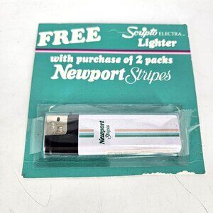 Vintage 1987 Scripto Electra Lighter Newport Stripes Promo Sealed Blister Card